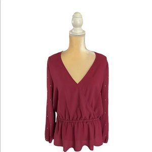 💥 Michael Kors Magenta Peplum Studded Blouse